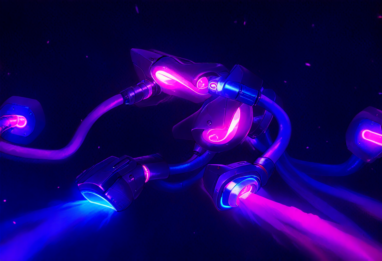 Shared glowing hubs linked by cables, light from one bleeding along a wire into a neighbouring socket it was never meant to reach — a singleton mutated by one caller and inherited by the next