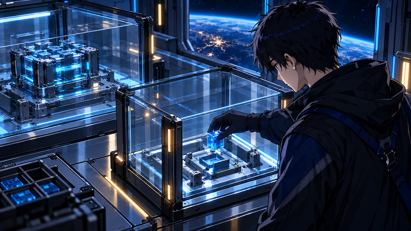 Illustration of an isolated build tray beside a protected main assembly
